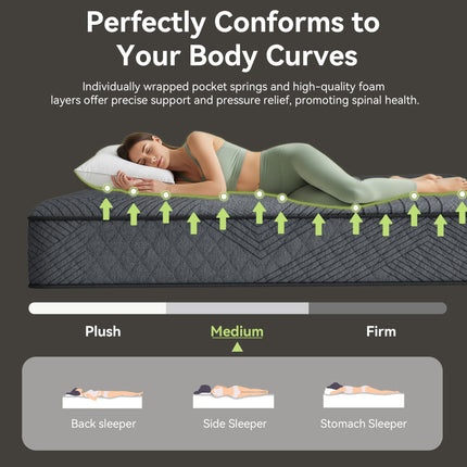 TwinXL Medium Hybrid Memory Foam 10 in. Breathable and Cooling Motion Isolation Mattress with CertiPUR-US and OEKO-TEX