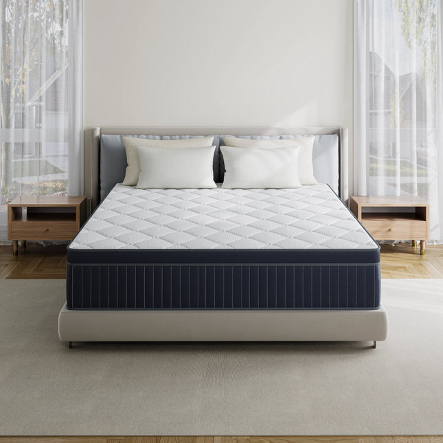 Twin Size Plush Hybrid Gel Memory Foam 12 in. Innerspring Euro Top Hypoallergenic and Cooling Mattress